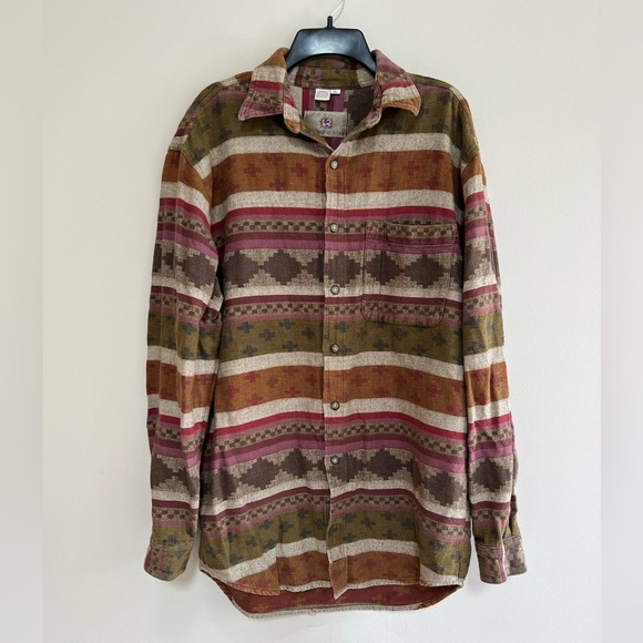 Territory Ahead Southwest Aztec Print Long Sleeve Button-Up Shirt, size ML - Picture 1 of 7